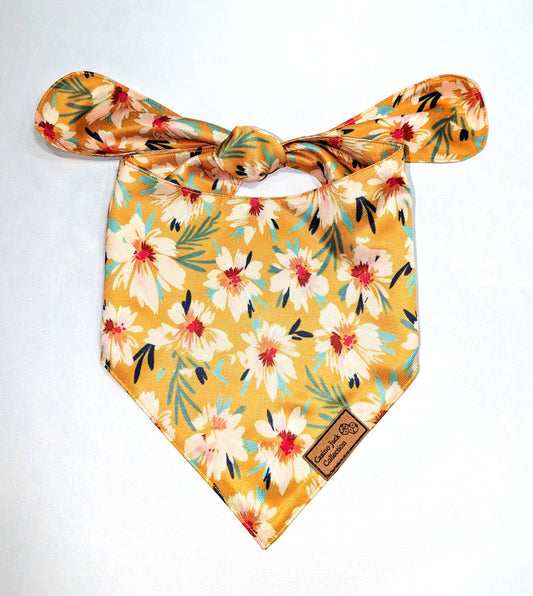 Gold w/Flowers Bandana