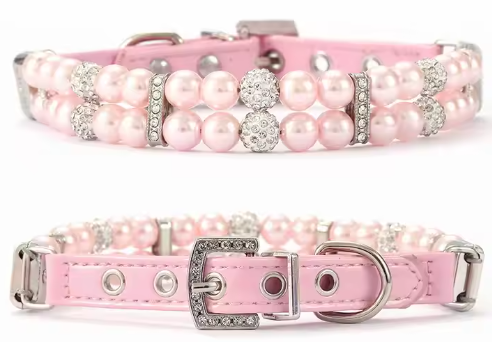 Pearled Dog Collar-Pink